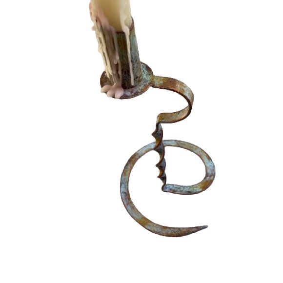 Metal Candleholder Aged Patina Contemporary Style - Picture 3 of 5